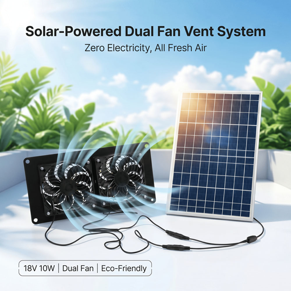 Solar Panel 200W - 10W 18V 태양광 듀얼 팬 환기
