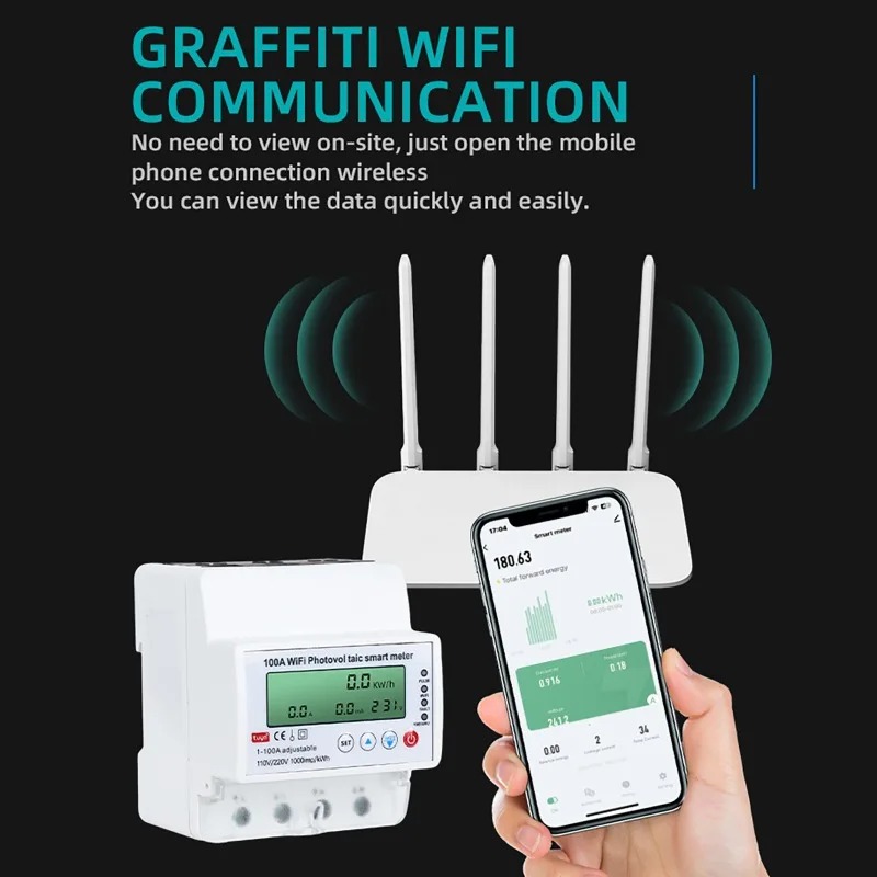 4P 1-100A WiFi 태양광 스마트 미터 1PH  - Energy Monitor Meter 리뷰 및 가격